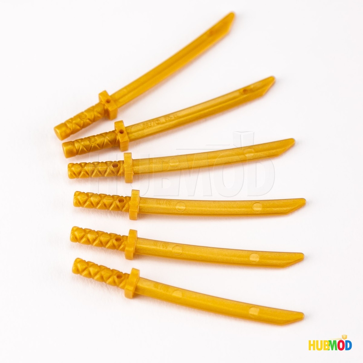 Lot of 6 LEGO Pearl Gold Katana Sword Ninjago Minifigure Weapon