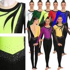 Womens Rompers Leggings Bodysuit Leotard Jumpsuit Contrast Color Gymnastics