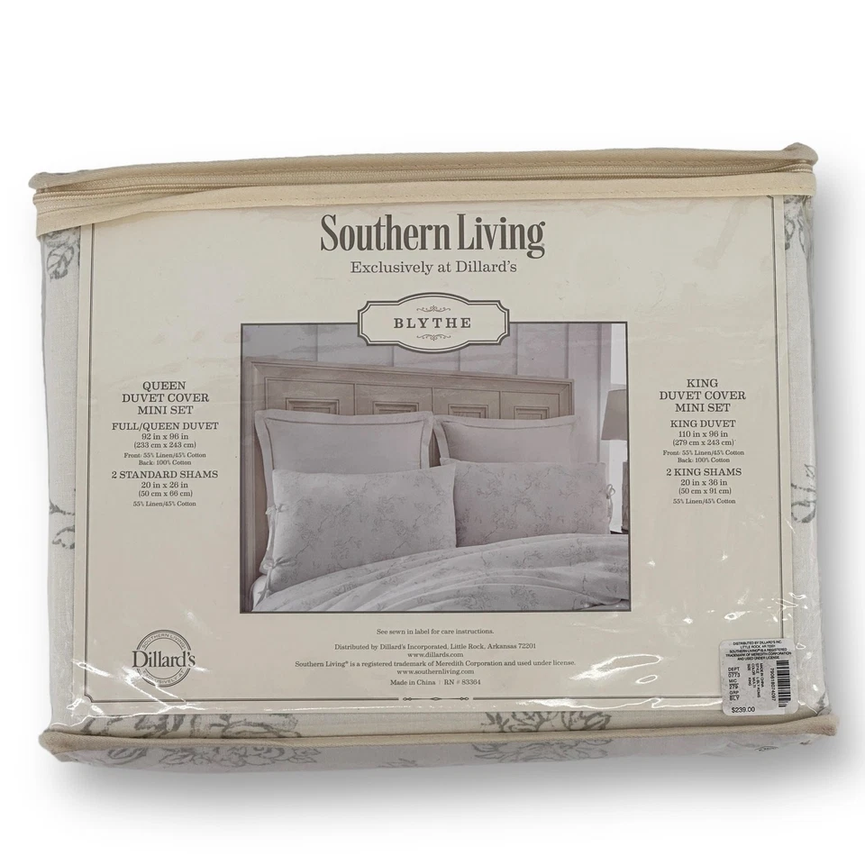 Набор наволочек Southern Living Blythe с цветочным принтом лен хлопок королевский пододеяльник - Изображение 3 из 4