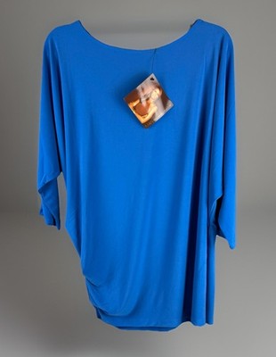 IMAN Global Chic Women's Side Tucked Knit Top Sapphire Blue XL 3/4 Sleeve