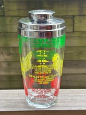 MCM Barware Vintage 7.75” Mr. Bartender Recipes Cocktail Shaker w/ Lid Strainer