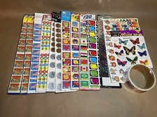 Lot of Vintage Teacher Stickers Flags Coins C...