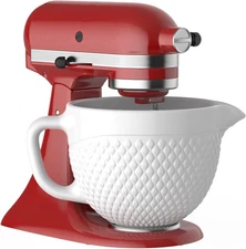 Ceramic Mixer Attachment Fit 4.5-5Q Tilt-Head Models, 5Qt Ceramic Bowl for Kitch