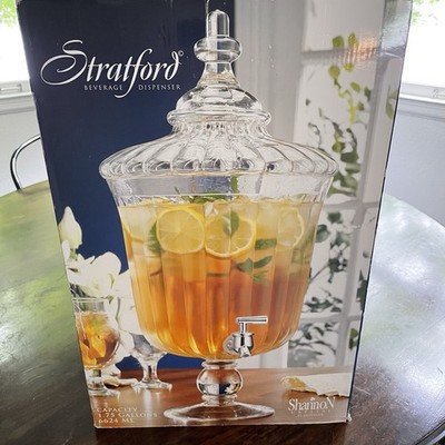 Shannon Crystal Glass Beverage Dispenser 1.75 Gallon with spigot, original box