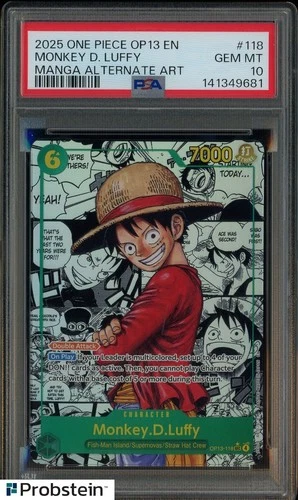 2025 One Piece OP13 EN Manga Alternate Art #118 Monkey D. Luffy PSA 10 GEM MINT