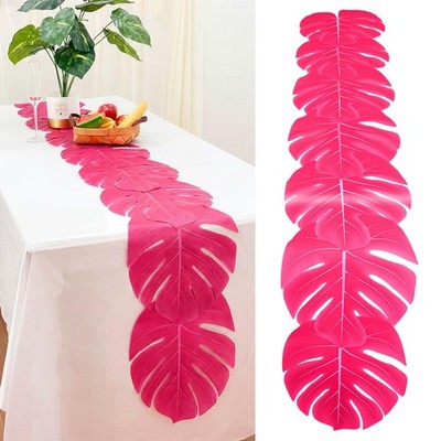 Yinder 4 Pcs Hot Pink Artificial Palm Leaves Table Runners 72 72 inches, 