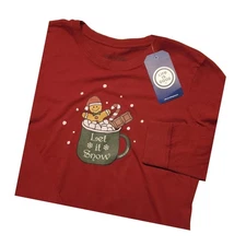 Life Is Good “Let It Snow” Mug Cocoa Women’s Long Sleeve Crusher Tee Red Size L