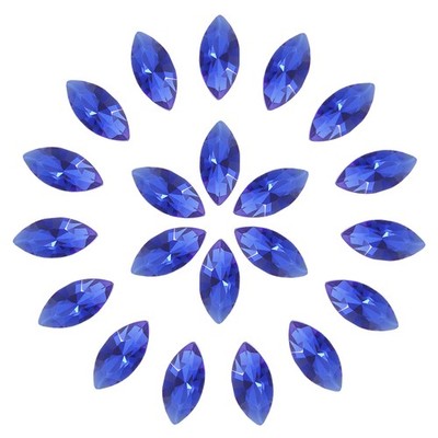 180pcs Glass Rhinestone Beads Horse Eye Shape 3x6mm Dark Blue with Tip