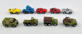 Vintage 80's Micro Machines Lot 9 Military Vehicles Porche Corvette Mustang Semi