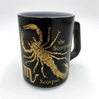 VTG 70s Federal Milk Glass Zodiac Scorpio Coffee Mug USA Gold Black Scorpion