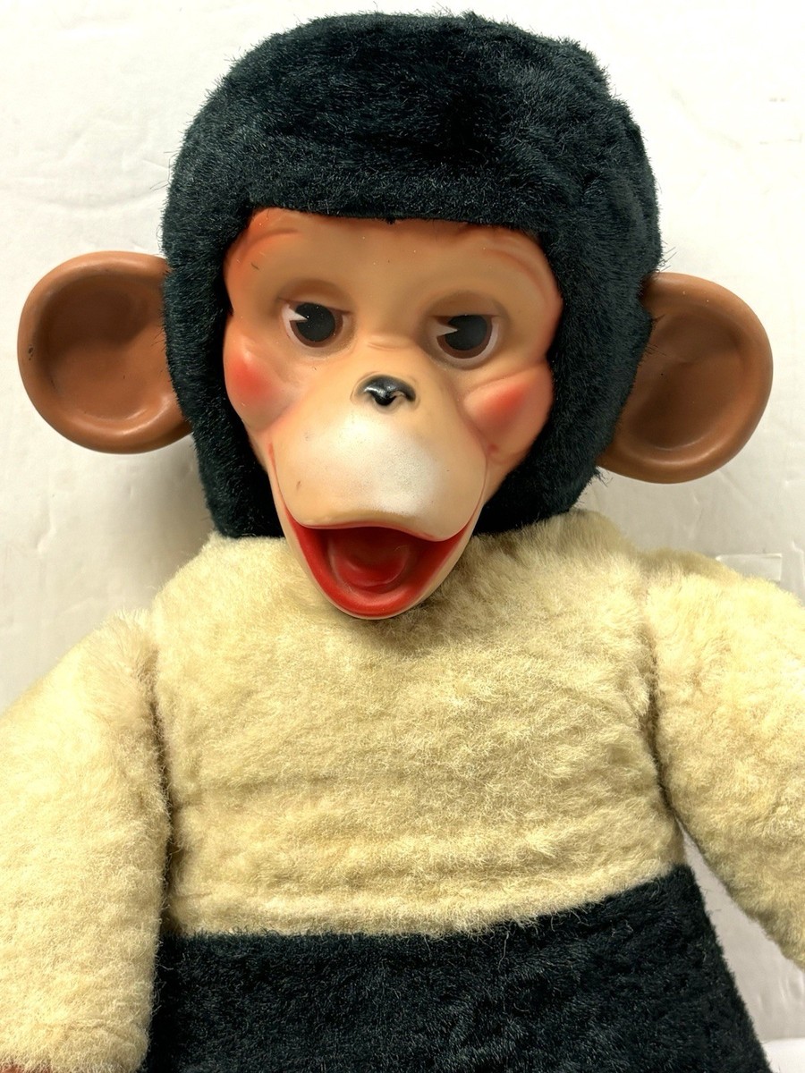 Vintage Mr Bim Zip Zippy Plush Monkey Chimp Rubber Face Ears Hands
