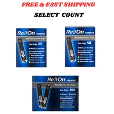 ReliOn Premier Blood Glucose Test Strips - Available in Multiple Count Options