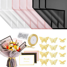 93 Pcs Floral Bouquet Wrapping Paper Kits, 20 Sheets Waterproof Flower Wrapping