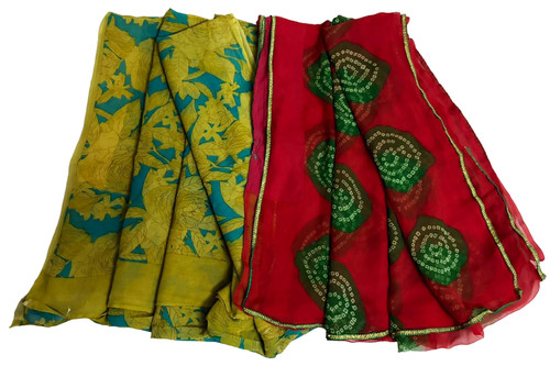 Indian Vintage Saree Women Wrap Dress Fabric Sewing Lot Sari Drape Material 2 Pc