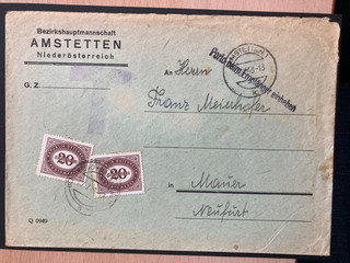 Österreich 1948 unfrankierte Amtssache Porto beim Empfänger einheben 2x20Grosche