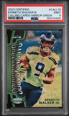 Kenneth Walker 2025 Certified #CALL10 Calling Cards Mirror Green 3/5 PSA 9