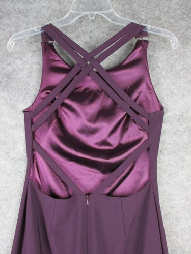 Theia Dress Women's 10 Plum Purple Long Crepe Lined Open Back Zip Gown Party Wed - Picture 5 of 24