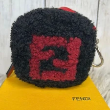 FENDI FF Dice Charm Coin Case Small Item Holder Keychain Boa 14a