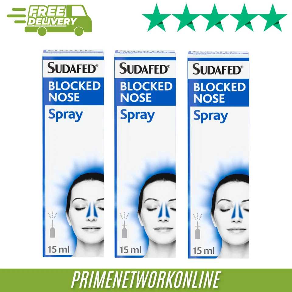 3x - Sudafed Blocked Nose Spray 15ml – (Total 45ml) 100% ORIGINAL ⭐⭐⭐⭐⭐