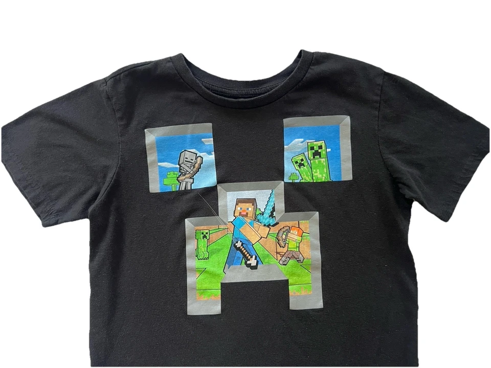 Camiseta Top Minecraft Grande 10-12 Negra Mojang Studios Videojuegos Ropa para Niños Foto 2 de 4