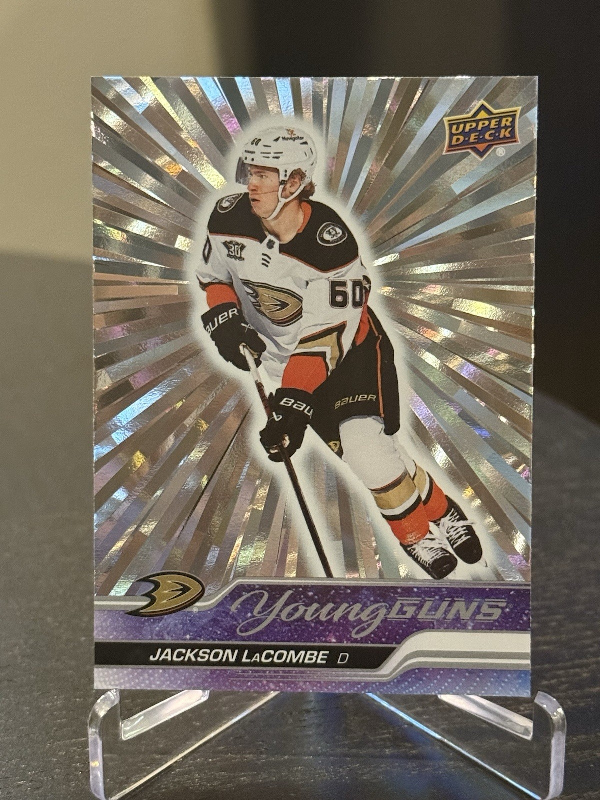 2023-24 Upper Deck Jackson LaCombe Outburst Silver Young Guns RC #456 Ducks