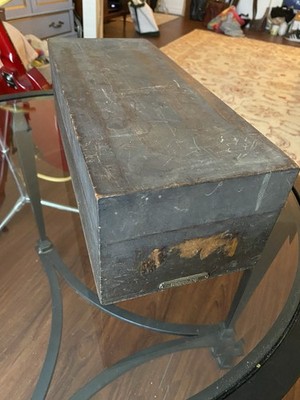 Antique Remington Rand Clamshell Wooden Library File Box 