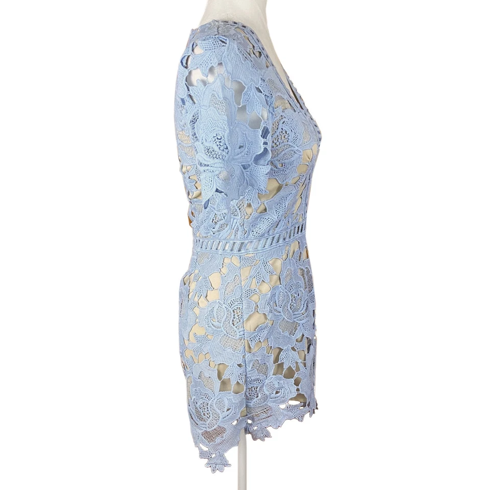 Mameluco Missguided Crochet Escalera Encaje Talla 4 Azul Profundo-V Mangas Cortas Forrado Nuevo con Etiquetas Foto 4 de 4