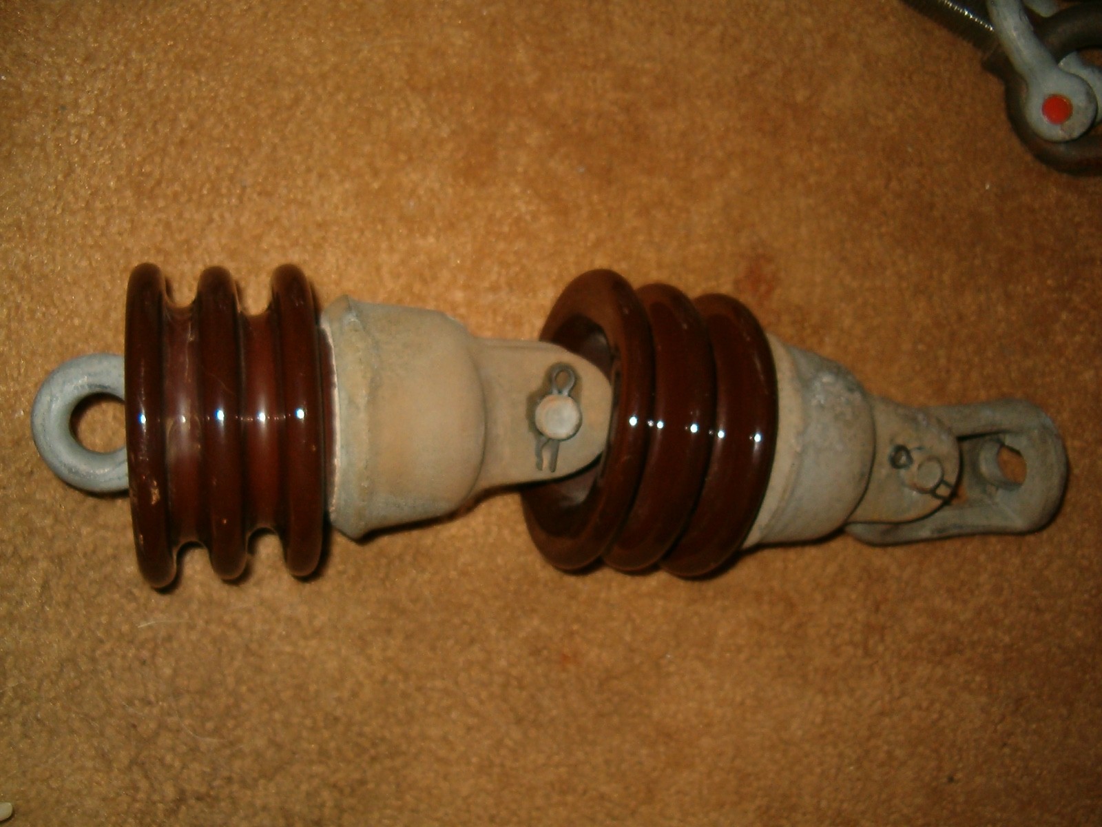 Hanging High Voltage Brown Porcelain Insulator String 10000LB NGK 1966 Japan 15"