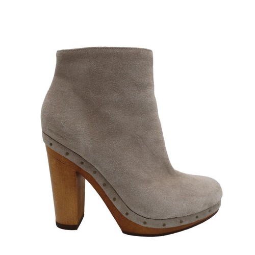 JOIE Women's Taupe Suede Dewitt Platform Clog Booties Size 37.5 US 7.5