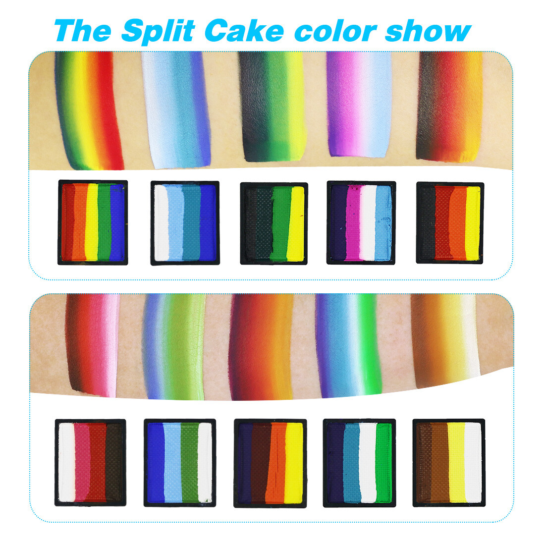 Bowitzki Face Paint Full Kit Split Cakes Palette Water Based Practice Boards Set image 7