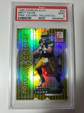 1999 Elite Brett Favre PRIMARY COLORS YELLOW DIE CUT /25 #33 graded PSA 9 POP 1!