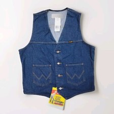 Vtg Wrangler Denim Vest NWT Deadstock 74130PW Mens Medium Authentic Western Blue
