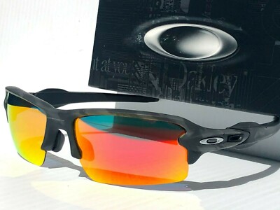 NEW* Oakley FLAK 2.0 Black CAMO w POLARIZED Galaxy RUBY Lens