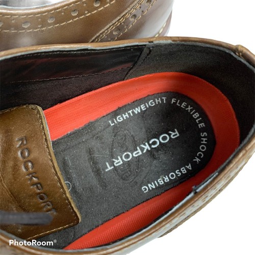 Rockport Wingtip Trutech Leather Canvas Insert H80044 Men's size 10.5 M Brown - Picture 4 of 9