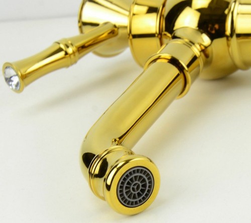 Monoblock Waschtisch Waschtisch Gold Schwarz Hoch Diamant Mischbatterie Pop Up Gold Messing Chrom - Bild 19 von 19