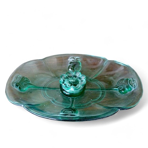 Centrotavola in Ossidiana Verde con Fiore Decorazione Art Home Decor 20x12cm - Picture 2 of 2
