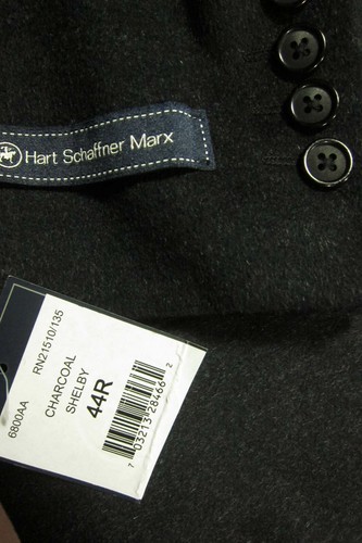 NWT $595 Hart Schaffner Marx Charcoal Wool/Cashmere Top Coat Overcoat 44R NEW - Picture 8 of 8