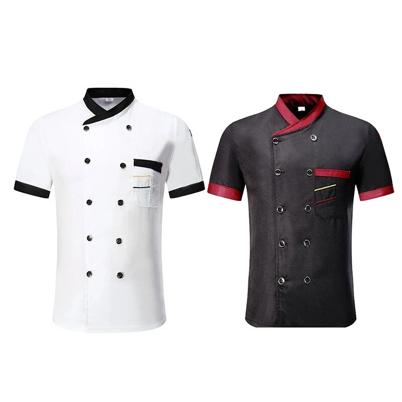 Chef Uniform Short-Sleeve Wear Work Clothes Hotel Kitchen Restaurant Tops Coats - Image 2 of 4