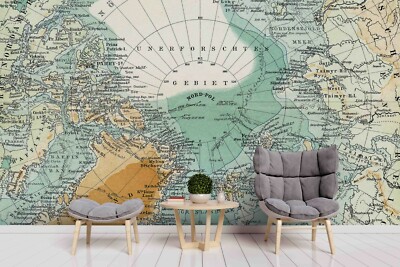 3D Colorful World Map Self-adhesive Removable Wallpaper Murals Wall