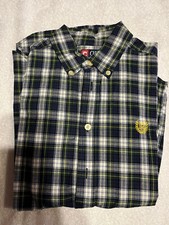 Chaps Boys Youth Size M Green/Blue Plaid Long Sleeve Button Down Shirt EUC