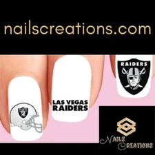 Las Vegas Raiders Football Nail Decals - Assorted Set of 20 Water-Slide Designs