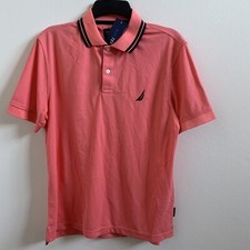 New Nautica Mens Navtech Performance Wicking Classic Fit Polo Shirt Coral S