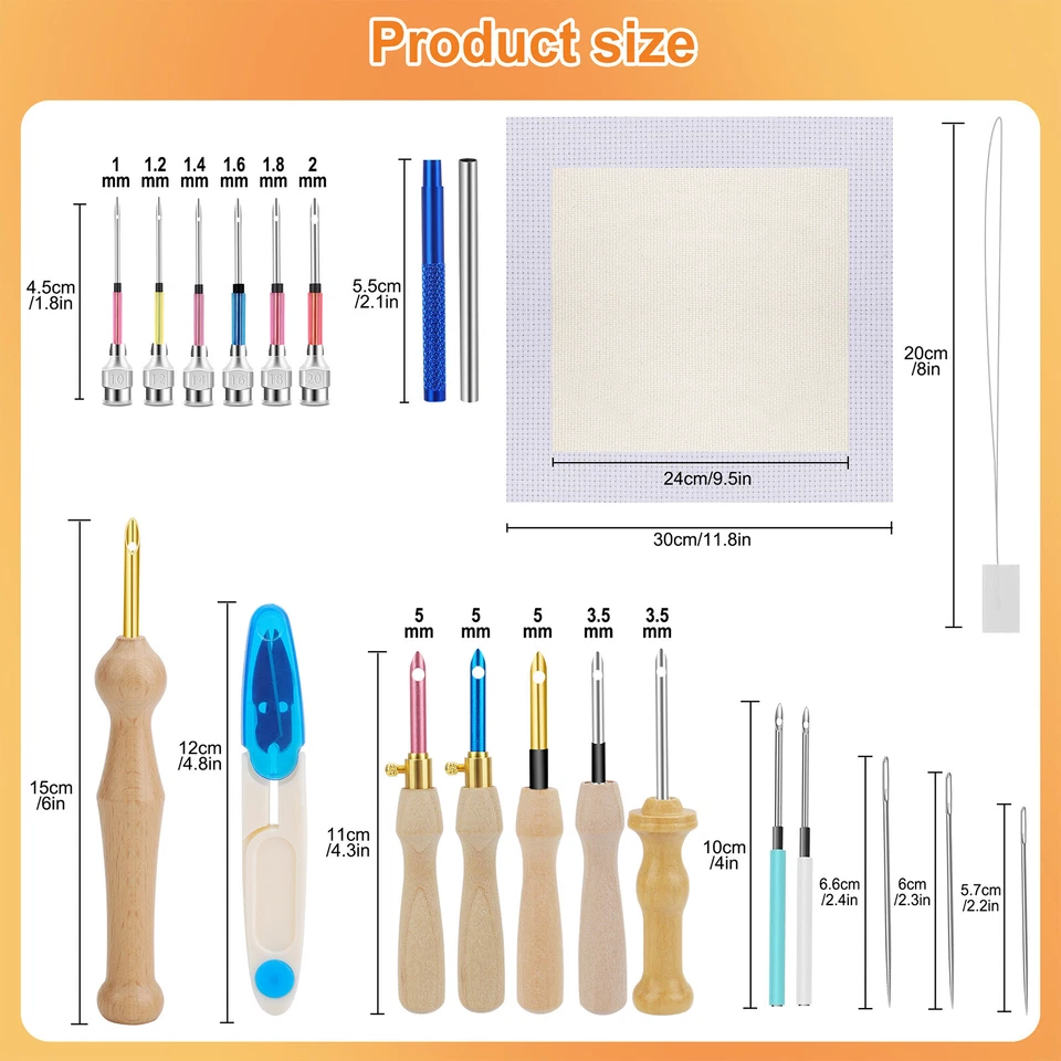 Kit de bordado de aguja perforadora de 35 piezas herramienta de costura para principiantes para costura de cruz de hilo dental Foto 2 de 4