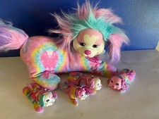 Puppy Surprise 2016 Plush Dog Taffy and 4 Puppies Babies Sound Rainbow Tie Dye