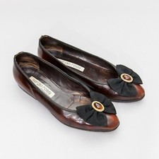Ballerine Sergio Rossi - scarpe pelle e suola in cuoio - vintage '80 -  fiocco