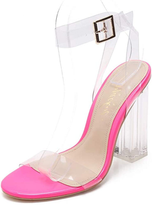 clear heels chunky heel