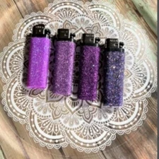 Purple Glitter Decorated Disposable Lighter Set of 4