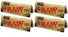 4X PACKS/ 50 LEAVES EACH RAW single wide classic CUT CORNERS rolling papers 