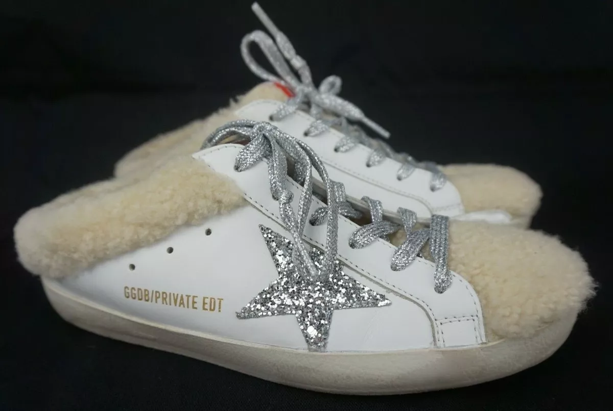 Golden Goose Super-Star Sabot Genuine Shearling White Glitter Sneaker Size  38 | eBay