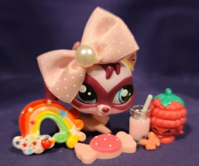 Authentic Pink Purple FERRET #3848 Littlest Pet Shop LPS Jebbie